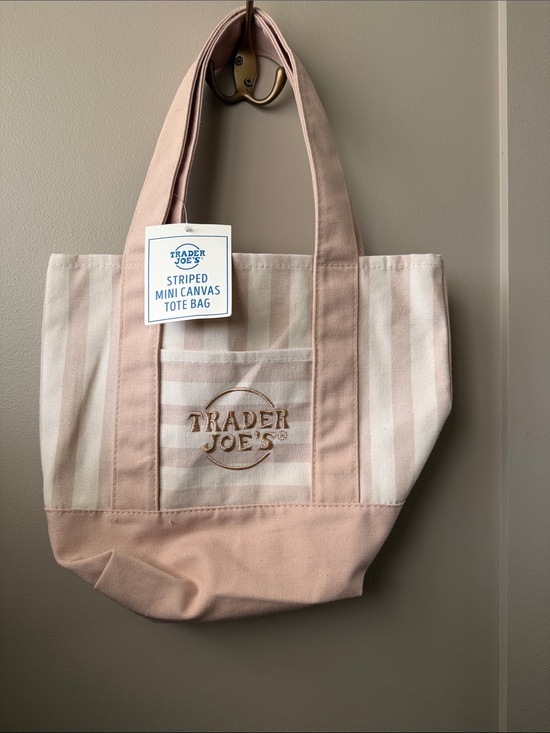 Trader Joe'S Handbags - Trader Joe's Pink Striped Canvas Tote